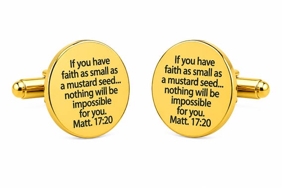 Mustard Seed Scripture Goldtone Cuff Links