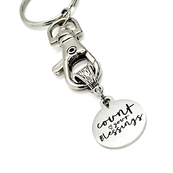 Count Your Blessings Keychain, Keychain Gift, Count Your Blessings Charm, Count Your Blessings Pendant, Gift For Her, Christian Keychain