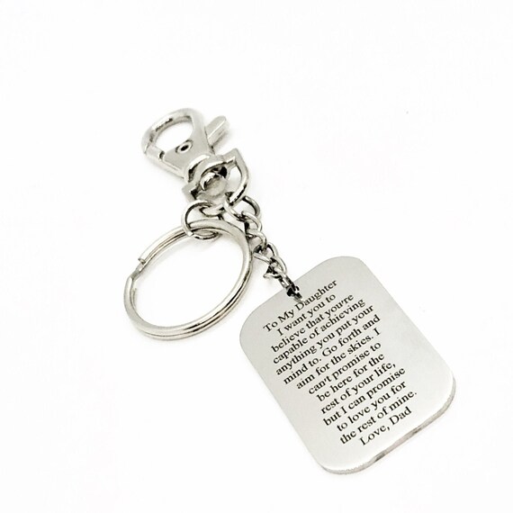 Daughter Gift, To Daughter From Dad, Aim For The Skies, You Are Capable Of Anything, Love Dad, Clip On Keychain, Daughter Encouragement Gift