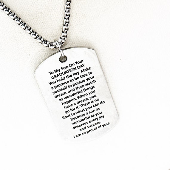 To My Son Graduation Day Necklace, I Am Proud Of You, Pursue Your Dreams, Encouraging Him, Motivating Him, Going To College, From Mom Or Dad