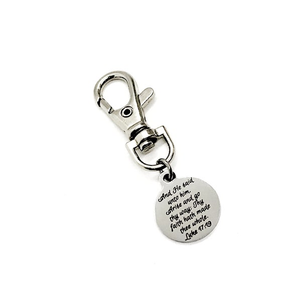 Bag Charm, Thy Faith Hath Made Thee Whole Charm, Luke 17 19 Charm, Faith Gift, Christian Charm, Faith Charm, Backpack Charm, Purse Charm
