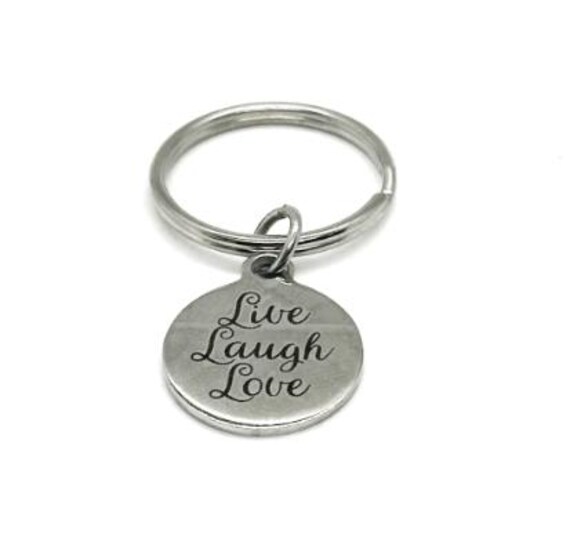 Live Laugh Love Keychain Inspirational Gift Stainless Steel Engraved Charm Keyring Friendship Love Gift For Her