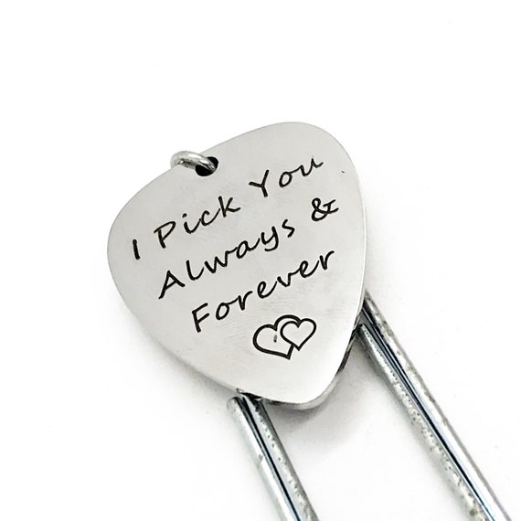 Bookmark Gift, I Pick You Always and Forever Bookmark, Guitar Pick Charm Bookmark, Wife Gift, Husband Gift, Planner Bookmark