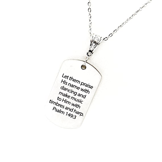Praise His Name With Dancing Necklace, Psalm 149 3, Faith Jewelry, Scripture Quote, Faith Gifts, Gift For Her, Make Music To God, Dance Gift