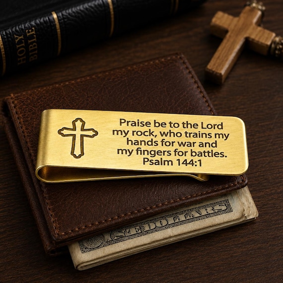 Psalm 144 1 Gold-Plated Money Clip Faith Gift