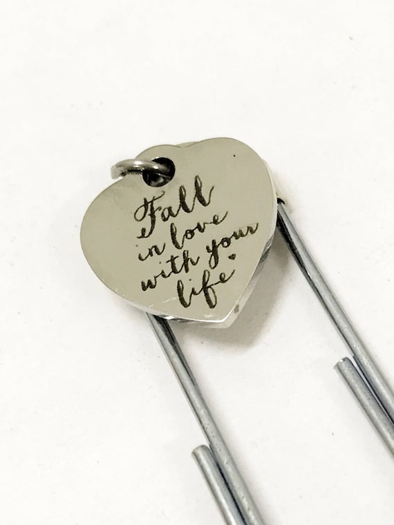 Planner Bookmark, Fall In Love With Your Life Bookmark, Planner Paper Clip, Planner Accessories, Paper Clip Love Bookmark, Day Marker