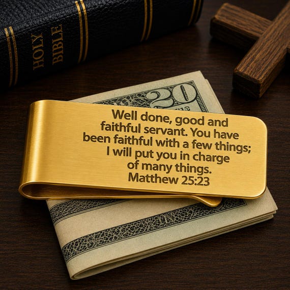 Matthew 25 23 Faithful Servant Goldtone Money Clip