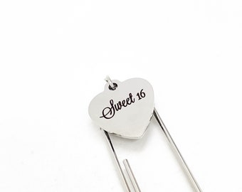 Sixteenth Birthday Gift, Sweet 16 Bookmark, Daughter Gift, Granddaughter Gift, Charm Bookmark, Bookmark Gift, Birthday Party Gifts