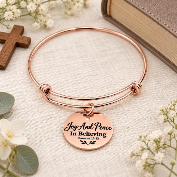 Joy And Peace Romans 15 13 Rose Goldtone Bracelet