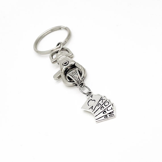 Fun Gifts, Poker Cards Charm Keychain, Poker Player Gifts, Las Vegas Trip Gifts, Straight Flush, Gift For Her, Gift For Him