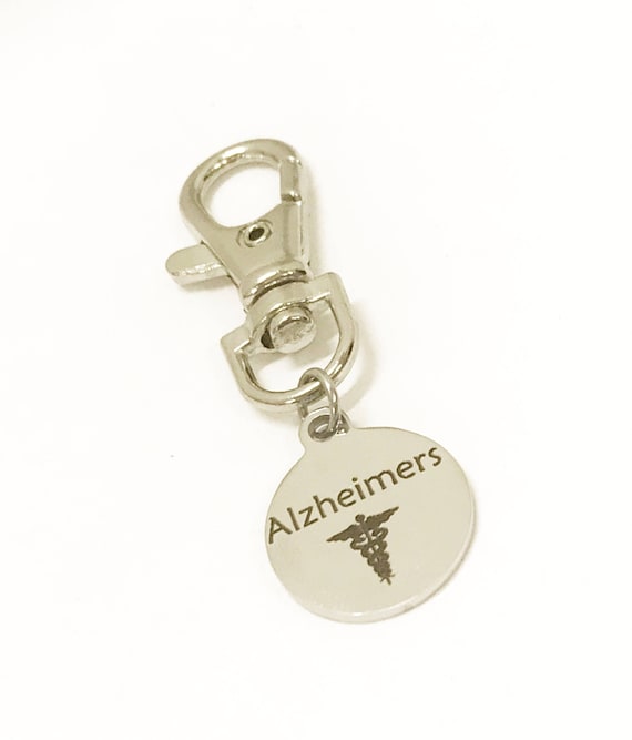 Alzheimer's Zipper Pull, Alzheimer's Patient Items, Alzheimer's Medical ID, Medical Zipper Pull, Alzheimers Medical ID Zipper Pull