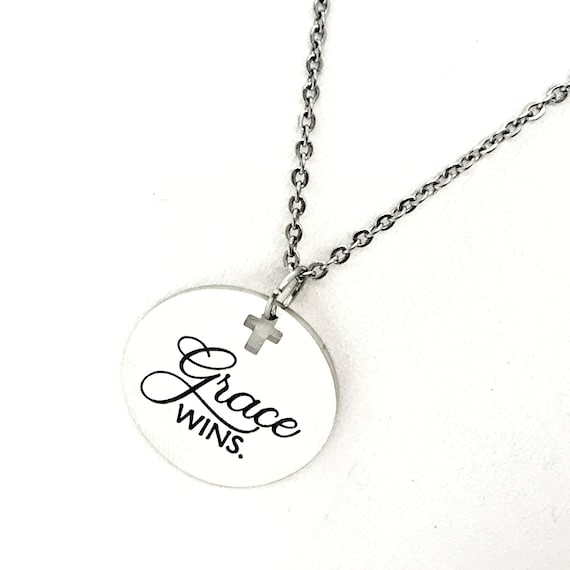 Faith Gift, Grace Wins Necklace, Faith Necklace, Scripture Gift, Christian Gift, Christian Grace, God’s Grace