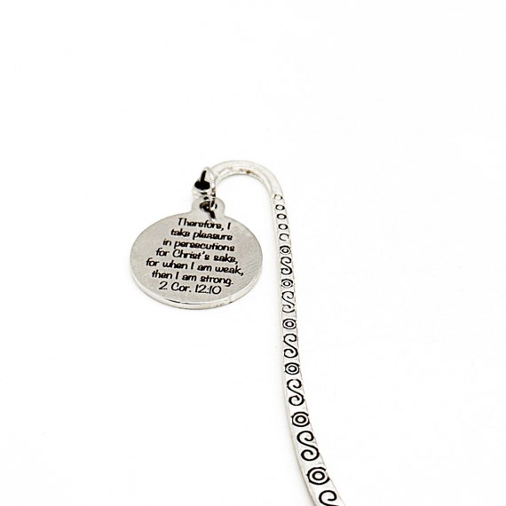 Take Pleasure In Persecutions For Christs Sake Bookmark, 2 Cor 12 10, Faith Gift, When I Am Weak Then I Am Strong, Bible Bookmark