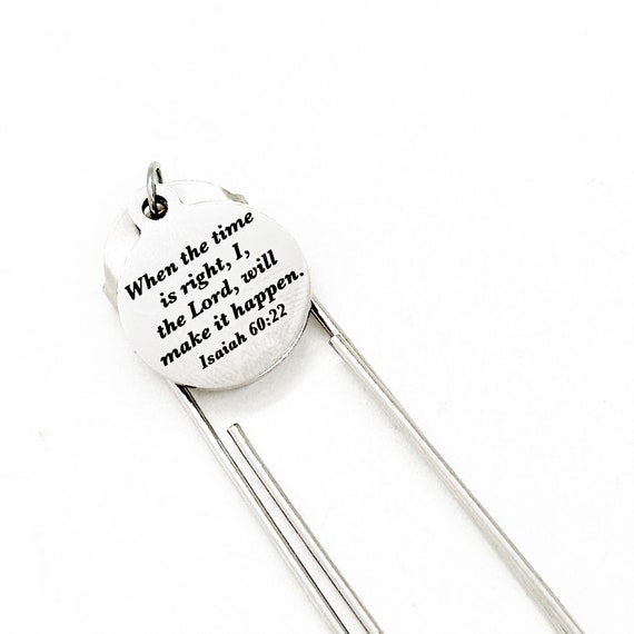 When The Time Is Right God Will Make It Happen Charm Bookmark, Isaiah 60 22, Scripture Quote, Faith Gift, Bible Bookmark, Bible Verse