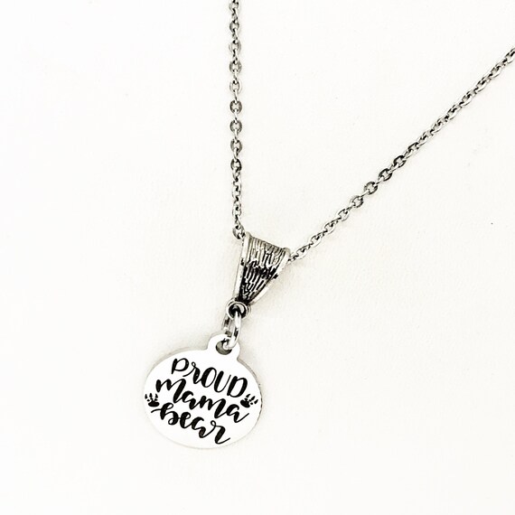 Mom Gift, Proud Mama Bear Necklace, Gift For Mom, Baseball Mom Gift, Gift For Wife, Wife Jewelry, Mom Jewelry, Mom Birthday, Mothers Day