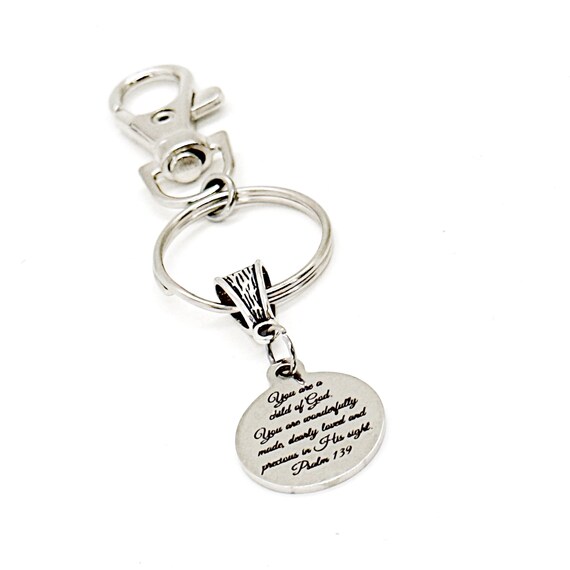You Are A Child Of God Charm Keychain, Psalm 139 Quote, Scripture Gift, Bible Verse Gift, Faith Gift, Baptism Gift, Daughter Gift, Son Gift
