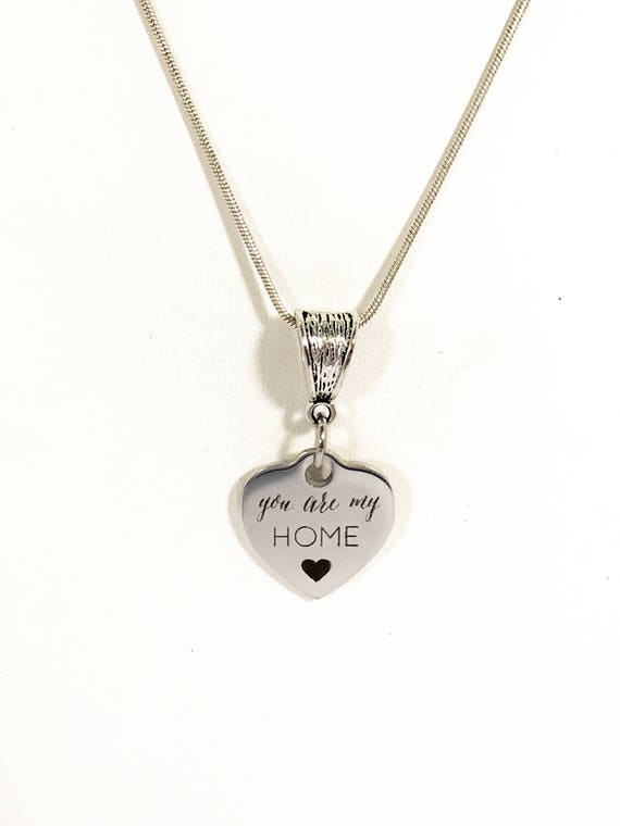 Love Necklace, You Are My Home Necklace, Mom Necklace, Wife Necklace, Wife Jewelry Gift, Heart Charm Necklace, You Are My Home Jewelry