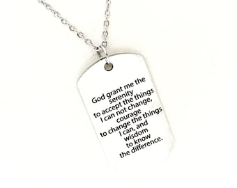 Serenity Prayer Pendant Necklace, Recovery Gift, Recovery Prayer, God Grant Me The Serenity, Faith Gift, Serenity Courage Wisdom