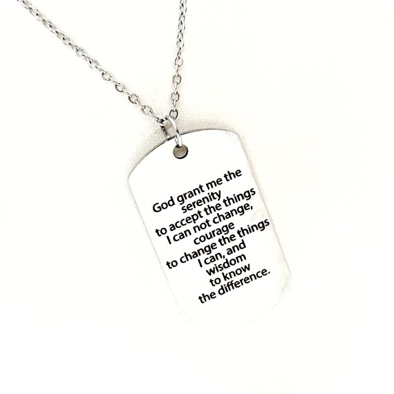 Serenity Prayer Pendant Necklace, Recovery Gift, Recovery Prayer, God Grant Me The Serenity, Faith Gift, Serenity Courage Wisdom