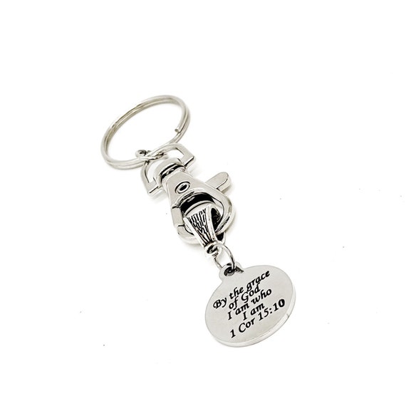 Faith Gift, By The Grace Of God I Am Who I Am Scripture Keychain, Bible Verse Gifts, Scripture Quote, I Am Who God Made Me, Baptism Gift
