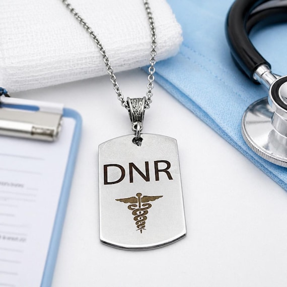 DNR Dog Tag Necklace Stainless Steel Charm