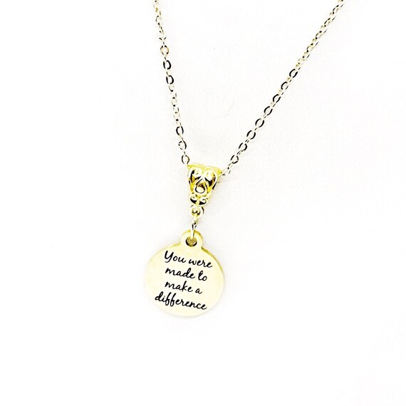 You Were Made To Make A Difference Goldtone Necklace, Affirmation Gift, Encouraging Her, Motivating, Daughter, Wife, Going To College