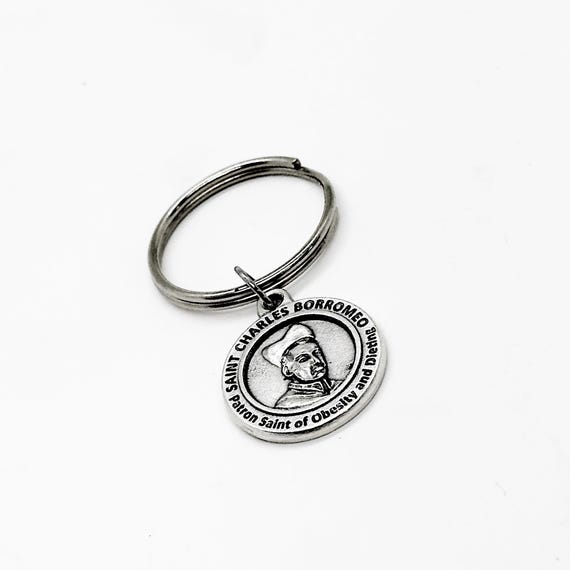 Saint Charles Borromeo Patron Saint Of Obesity And Dieting Charm Keychain, Weight Loss Journey, Weight Loss Surgery, Friend Gift, Goals