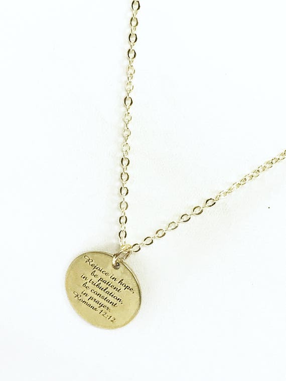Scripture Gifts, Rejoice In Hope Necklace, Christian Necklace Gifts, Scripture Necklace, Bible Verse Gifts, Romans 12:12 Scripture Verse