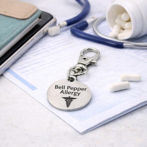 Bell Pepper Allergy Medical Alert Clip On Charm Stainless Steel Allergy Identification Lobster Clasp Charm