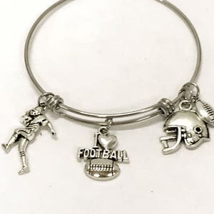 Football Bracelet, Football Girlfriend Gift, Football Mom Gift, Football Charm Bracelet, Mom Valentine Bracelet, Valentines Day Gift For Her