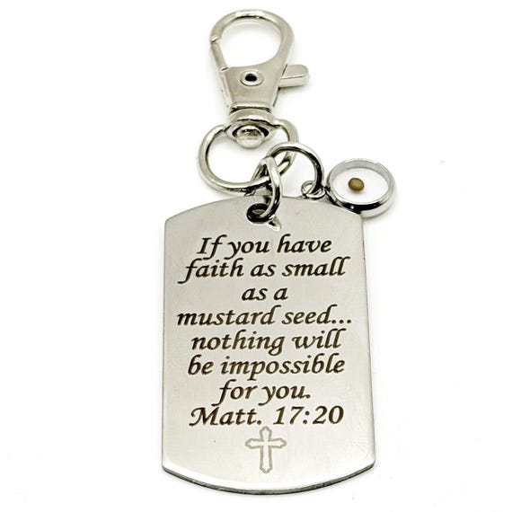 Mustard Seed Scripture Dog Tag Clip On Charm