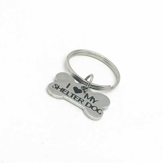I Love My Shelter Dog Charm Key Chain, Dog Bone Charm, Dog Collar Charm, Dog Lover, Dog Owner Gift, Gift For Her, Gift For Him, Dog Adoption