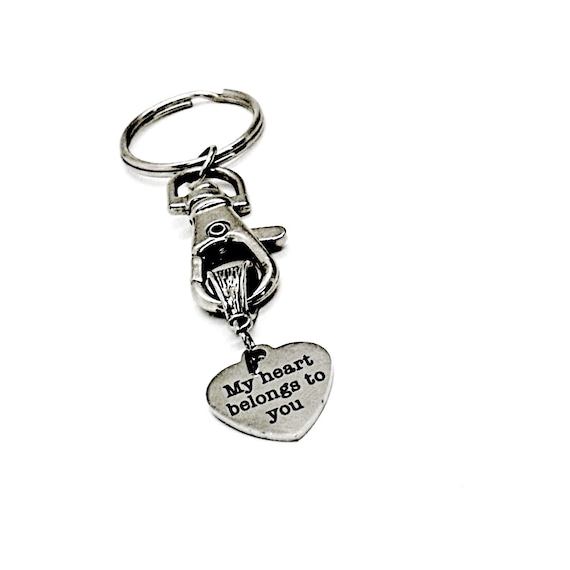 My Heart Belongs To You Charm Keychain, Love Gift, Wedding Gift, Anniversary Gift, Husband, Wife, Girlfriend, Boyfriend