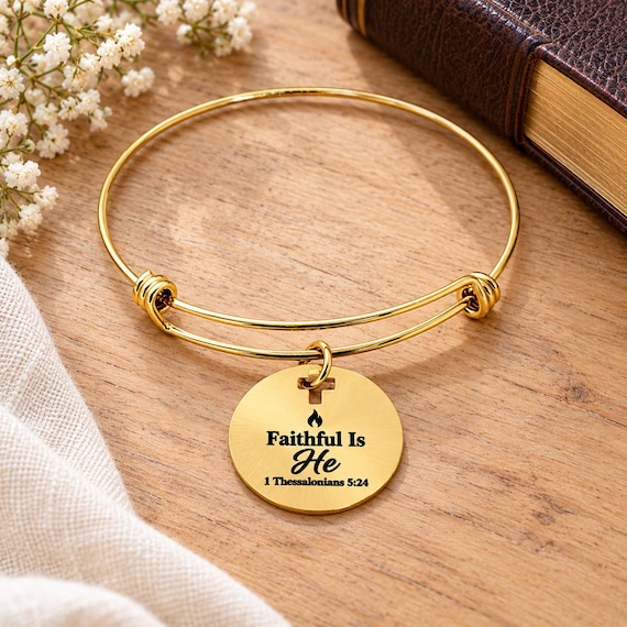Faithful Is He Goldtone Charm Bracelet