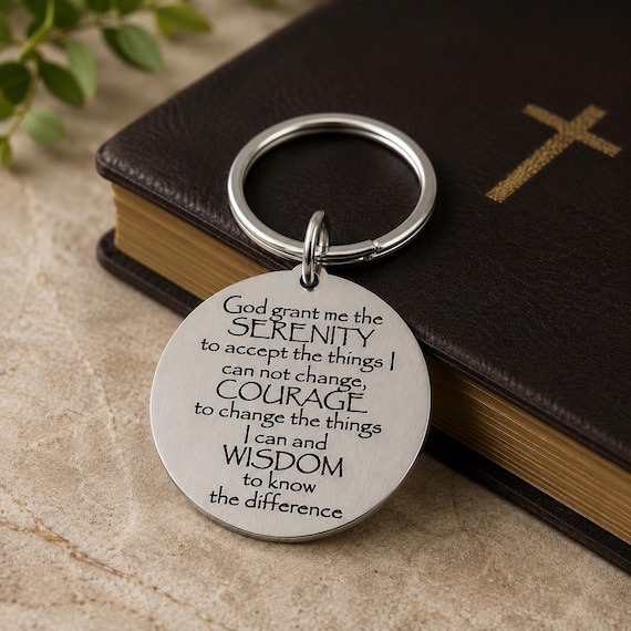 Serenity Prayer Stainless Steel Keychain