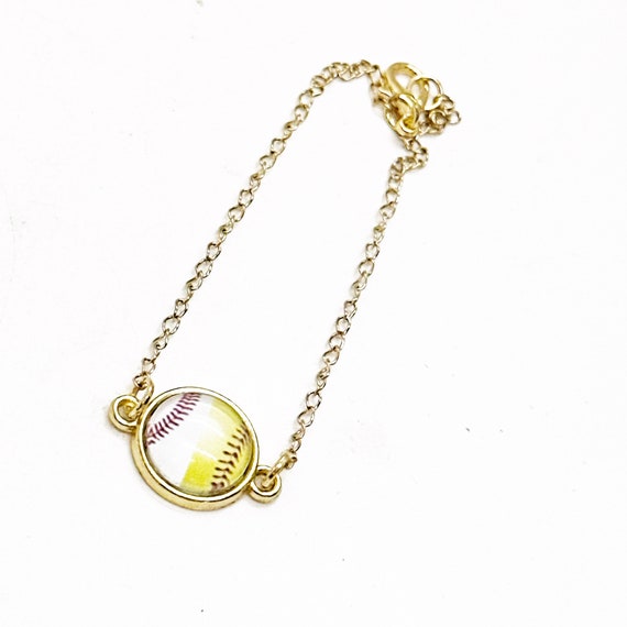 Split Baseball And Softball Connector Charm Bracelet, Baseball And Softball Player Mom Gift For Her, Sport Mom, Wife Gift, Mama Gift, Coach