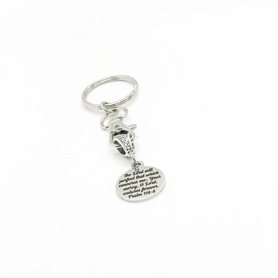 The Lords Mercy Endures Forever Charm Keychain, Psalm 138 8, Scripture Gift, Bible Verse Charm, Faith Gift, Christian Quote, Graduation
