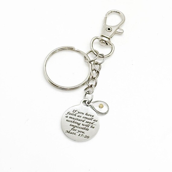 Mustard Seed Verse Clip On Keychain,  Teardrop Mustard Seed Charm, Faith Gifts, Christian Gifts, Matthew 17 20, Encouraging Gift, Graduation