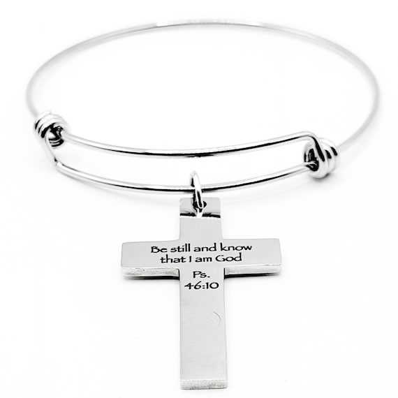 Be Still And Know Cross Charm Bracelet