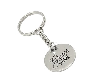 Faith Gift, Grace Wins Keychain, Christian Grace, Christian Keychain, Redeeming Grace, Charm Keychain, Cross Keychain, God’s Grace Gift