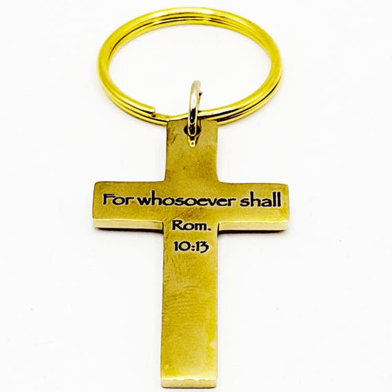For Whosoever Shall Gold-Plated Cross Keychain