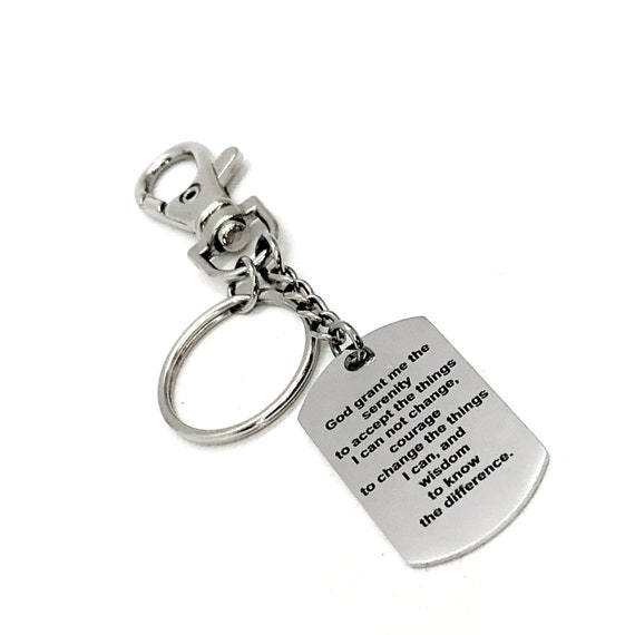 Serenity Prayer Keychain, Serenity Prayer Dog Tag, Serenity Prayer Gift, Recovery Gift, Recovery Quote,