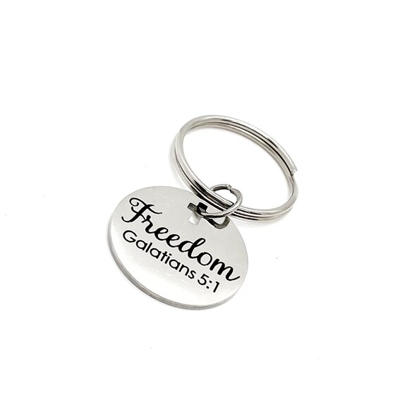 Faith Gift, Freedom Charm Keychain, Galatians 5 1, Freedom In Christ, Christian Gift, Faith Keychain, Baptism Gift, Confirmation Gift