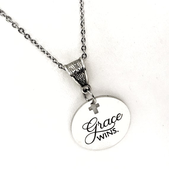 Christian Gift, Grace Wins Necklace, God’s Grace, Christian Grace, Faith Jewelry, Christian Jewelry Gift, Faith Necklace, Give Grace
