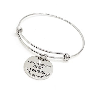 Glaubensgeschenk, auch durch tiefe Wasser bin ich bei Ihnen Armband, Jesaja 43 2 Armband, christliches Geschenk, Schriftgeschenke, Schriftschmuck