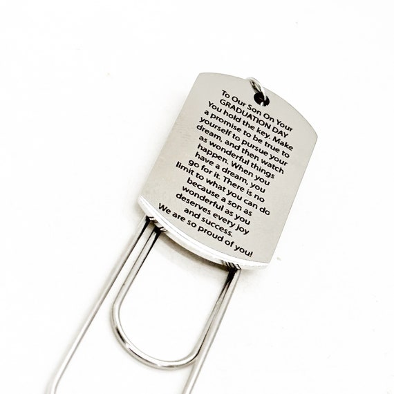 Son Graduation Bookmark Gift, To Our Son, We Are So Proud Of You, Gift For Him, Dream Big Dreams, College, From Mom And Dad