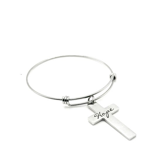 Hope Cross Charm Bracelet Stainless Steel
