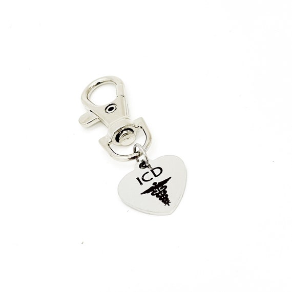 Medical Awareness Charm, ICD Clip On Charm, Implantable Cardioverter Defibrillator Notice Charm, Medical Caduceus Symbol, Heart Condition