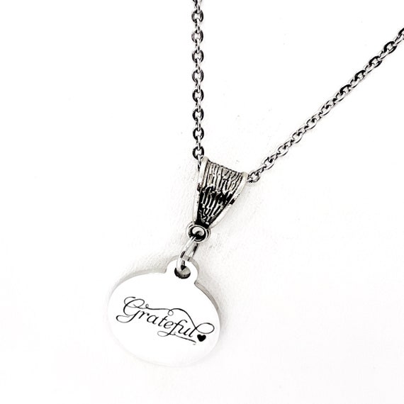 Word Necklace, Grateful Necklace, Gift For Her, Your Word Necklace, Grateful Word, Grateful For You, Grateful For Everything, Grateful Gift