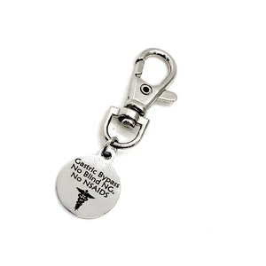 Gastric Bypass Zipper Pull, Gastric Bypass Medical ID Tag, No Blind NG ...